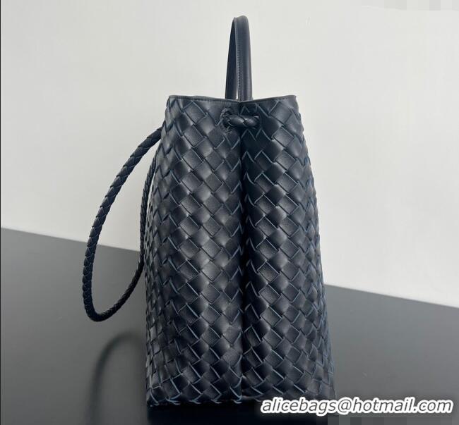 Hot Style Bottega Veneta Large Andiamo Top Handle Bag in Intrecciato Leather 743575 Space Blue/Silver 2025