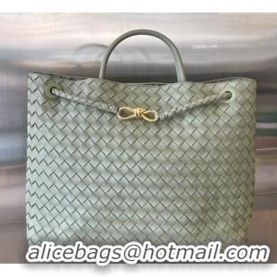 Wholesale Best Bottega Veneta Large Andiamo Top Handle Bag in Intrecciato Leather 743575 Travertine Green 2025