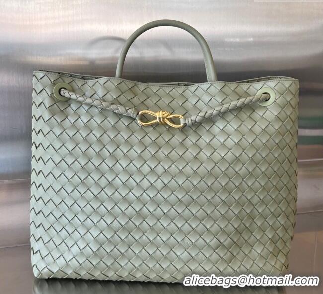 Wholesale Best Bottega Veneta Large Andiamo Top Handle Bag in Intrecciato Leather 743575 Travertine Green 2025