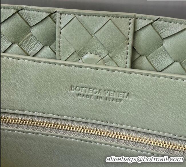 Wholesale Best Bottega Veneta Large Andiamo Top Handle Bag in Intrecciato Leather 743575 Travertine Green 2025