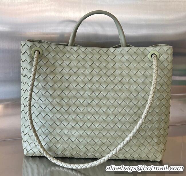 Wholesale Best Bottega Veneta Large Andiamo Top Handle Bag in Intrecciato Leather 743575 Travertine Green 2025