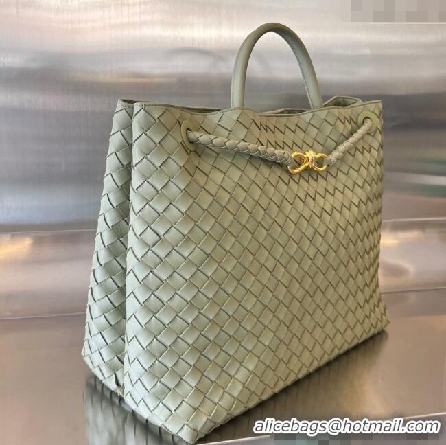 Wholesale Best Bottega Veneta Large Andiamo Top Handle Bag in Intrecciato Leather 743575 Travertine Green 2025