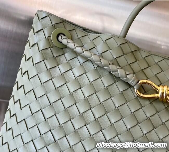 Wholesale Best Bottega Veneta Large Andiamo Top Handle Bag in Intrecciato Leather 743575 Travertine Green 2025