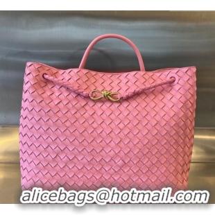 Top Quality Bottega Veneta Large Andiamo Top Handle Bag in Intrecciato Leather 743575 Pink 2025