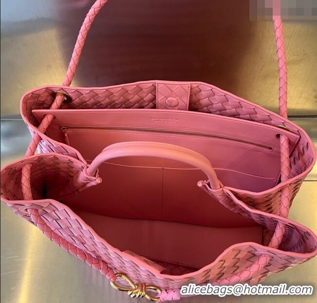 Top Quality Bottega Veneta Large Andiamo Top Handle Bag in Intrecciato Leather 743575 Pink 2025