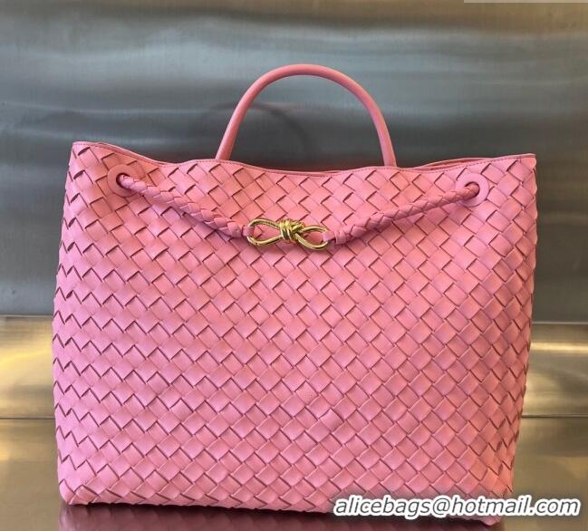 Top Quality Bottega Veneta Large Andiamo Top Handle Bag in Intrecciato Leather 743575 Pink 2025