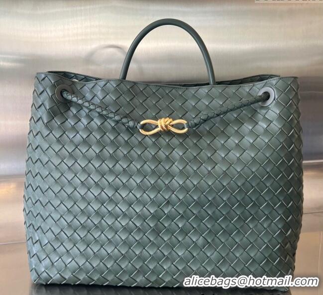 Buy Discount Bottega Veneta Large Andiamo Top Handle Bag in Intrecciato Leather 743575 Slate Grey 2025