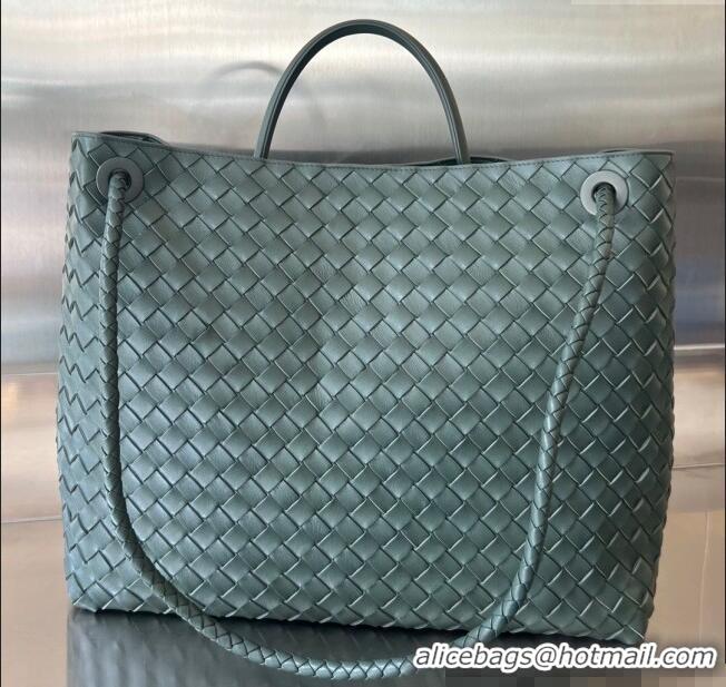 Buy Discount Bottega Veneta Large Andiamo Top Handle Bag in Intrecciato Leather 743575 Slate Grey 2025