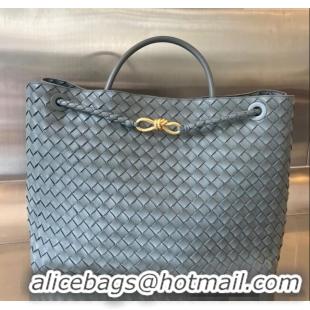 Luxury Discount Bottega Veneta Large Andiamo Top Handle Bag in Intrecciato Leather 743575 Lightning Grey 2025