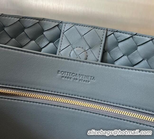 Luxury Discount Bottega Veneta Large Andiamo Top Handle Bag in Intrecciato Leather 743575 Lightning Grey 2025