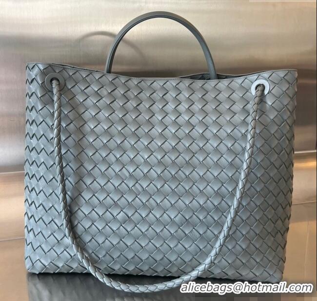 Luxury Discount Bottega Veneta Large Andiamo Top Handle Bag in Intrecciato Leather 743575 Lightning Grey 2025