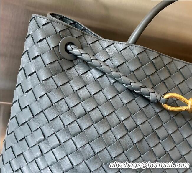 Luxury Discount Bottega Veneta Large Andiamo Top Handle Bag in Intrecciato Leather 743575 Lightning Grey 2025