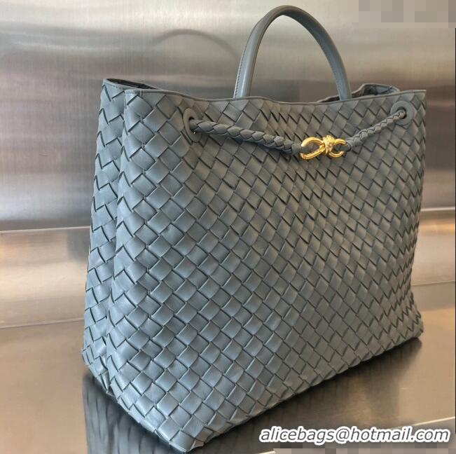 Luxury Discount Bottega Veneta Large Andiamo Top Handle Bag in Intrecciato Leather 743575 Lightning Grey 2025