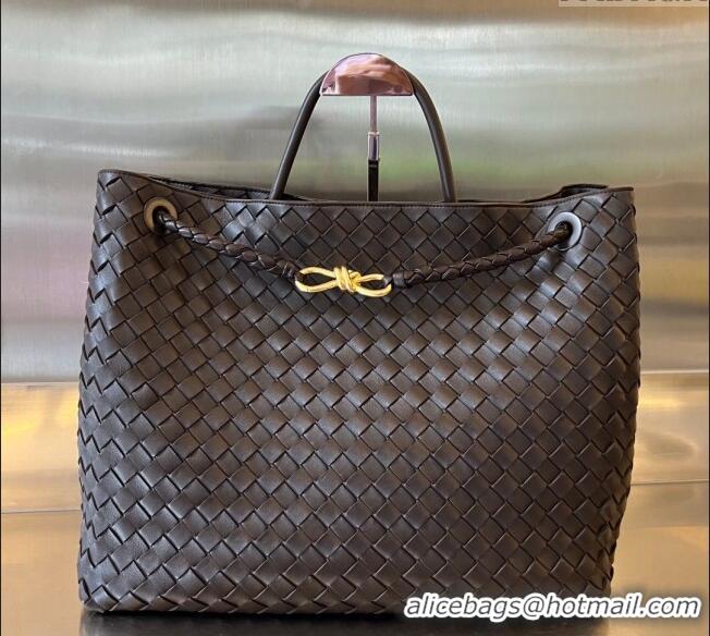 Best Classic Bottega Veneta Large Andiamo Top Handle Bag in Intrecciato Leather 743575 Fondant Brown 2025