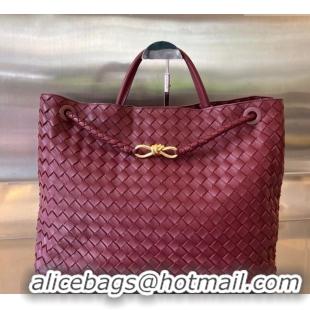 Spot Discount Bottega Veneta Large Andiamo Top Handle Bag in Intrecciato Leather 743575 Barolo Red 2025