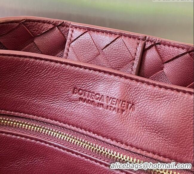 Spot Discount Bottega Veneta Large Andiamo Top Handle Bag in Intrecciato Leather 743575 Barolo Red 2025