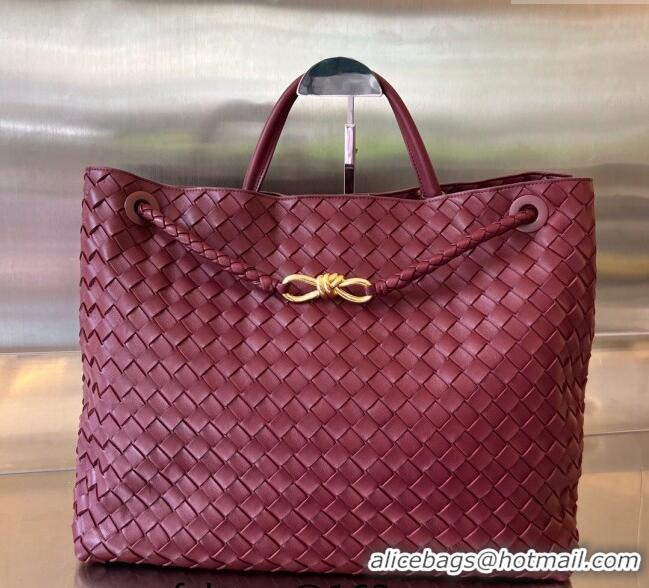 Spot Discount Bottega Veneta Large Andiamo Top Handle Bag in Intrecciato Leather 743575 Barolo Red 2025