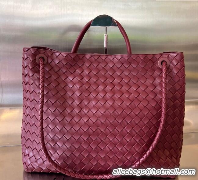 Spot Discount Bottega Veneta Large Andiamo Top Handle Bag in Intrecciato Leather 743575 Barolo Red 2025