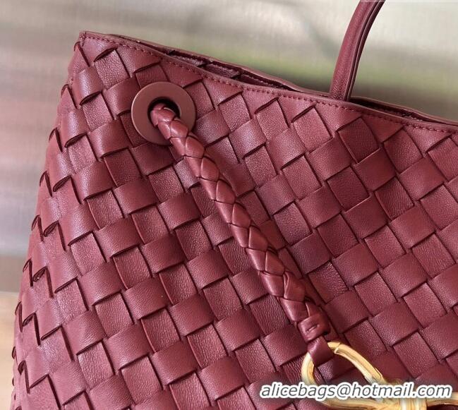 Spot Discount Bottega Veneta Large Andiamo Top Handle Bag in Intrecciato Leather 743575 Barolo Red 2025