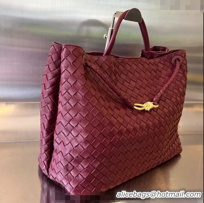 Spot Discount Bottega Veneta Large Andiamo Top Handle Bag in Intrecciato Leather 743575 Barolo Red 2025