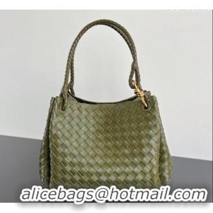 Top Quality Bottega Veneta Large Parachute Shoulder Bag in Intrecciato Leather 796571 Khaki Green 2025