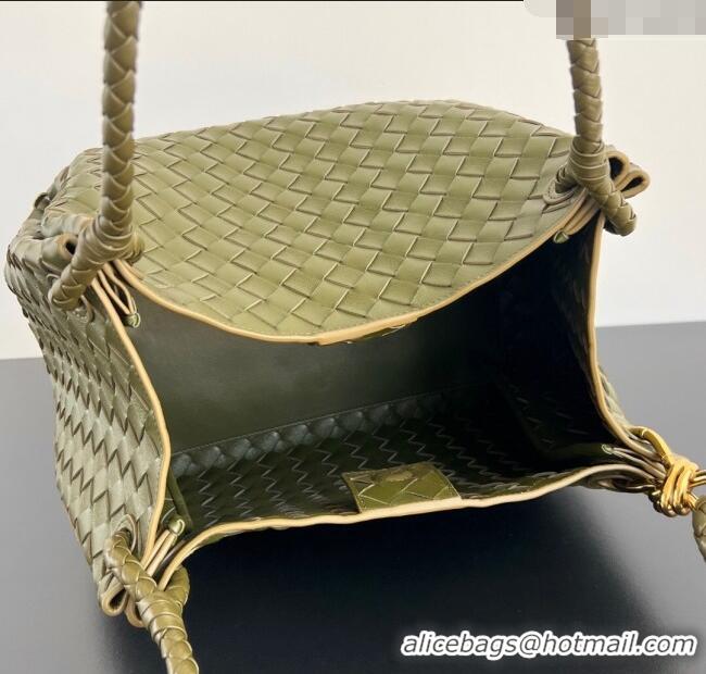 Top Quality Bottega Veneta Large Parachute Shoulder Bag in Intrecciato Leather 796571 Khaki Green 2025