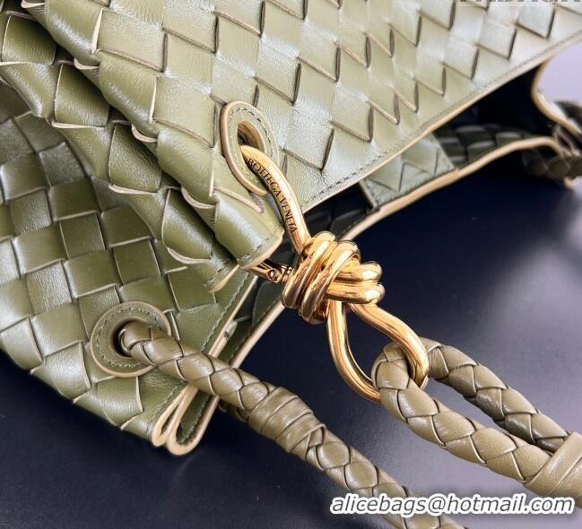 Top Quality Bottega Veneta Large Parachute Shoulder Bag in Intrecciato Leather 796571 Khaki Green 2025