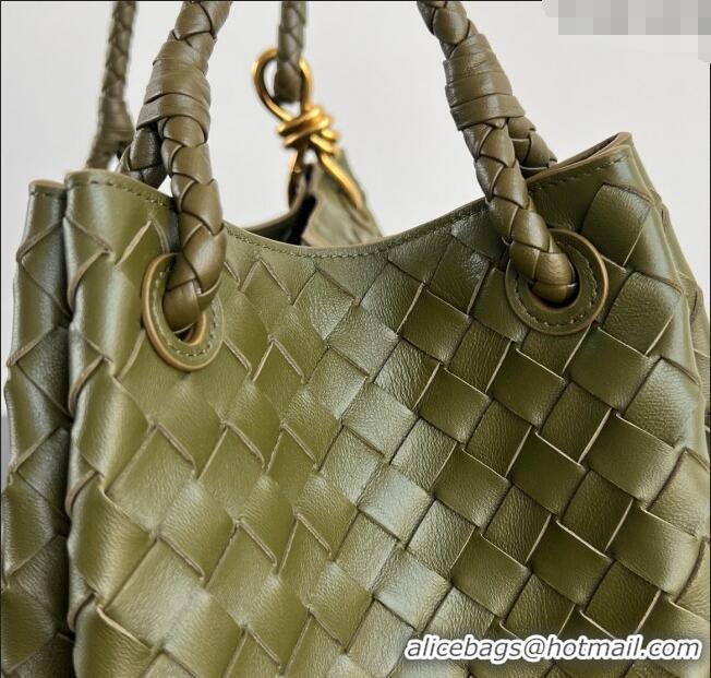 Top Quality Bottega Veneta Large Parachute Shoulder Bag in Intrecciato Leather 796571 Khaki Green 2025