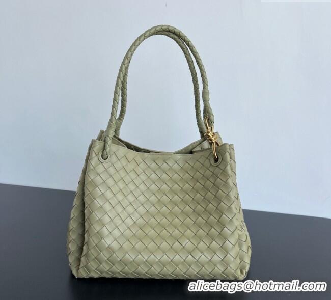 Generous Bottega Veneta Large Parachute Shoulder Bag in Intrecciato Leather 796571 Travertine Green 2025