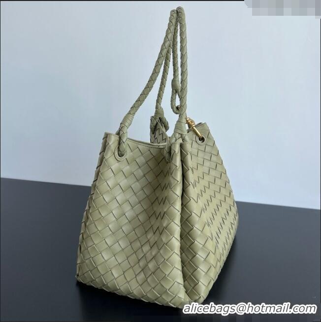 Generous Bottega Veneta Large Parachute Shoulder Bag in Intrecciato Leather 796571 Travertine Green 2025