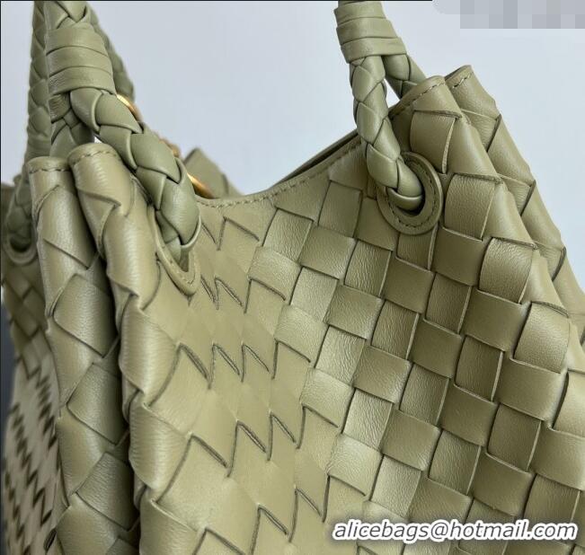 Generous Bottega Veneta Large Parachute Shoulder Bag in Intrecciato Leather 796571 Travertine Green 2025