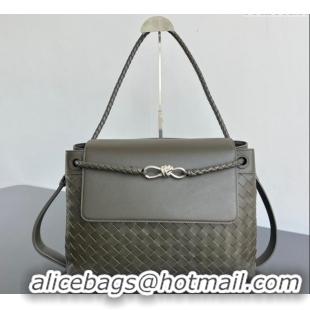 New Style Bottega Veneta Mens Andiamo Messenger Bag in Intrecciato Leather 807715 Khaki Green 2025