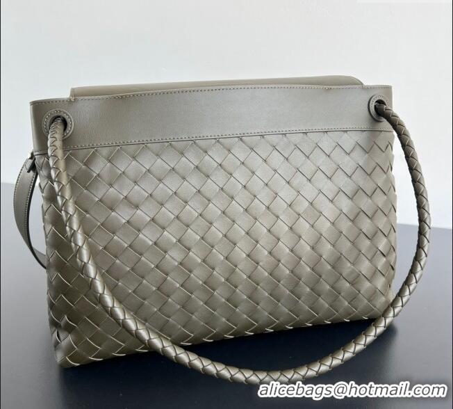 New Style Bottega Veneta Mens Andiamo Messenger Bag in Intrecciato Leather 807715 Khaki Green 2025