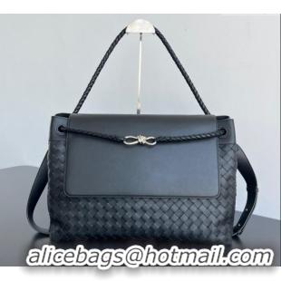 New Arrivals Bottega Veneta Mens Large Andiamo Messenger Bag in Intrecciato Leather 805969 Black 2025