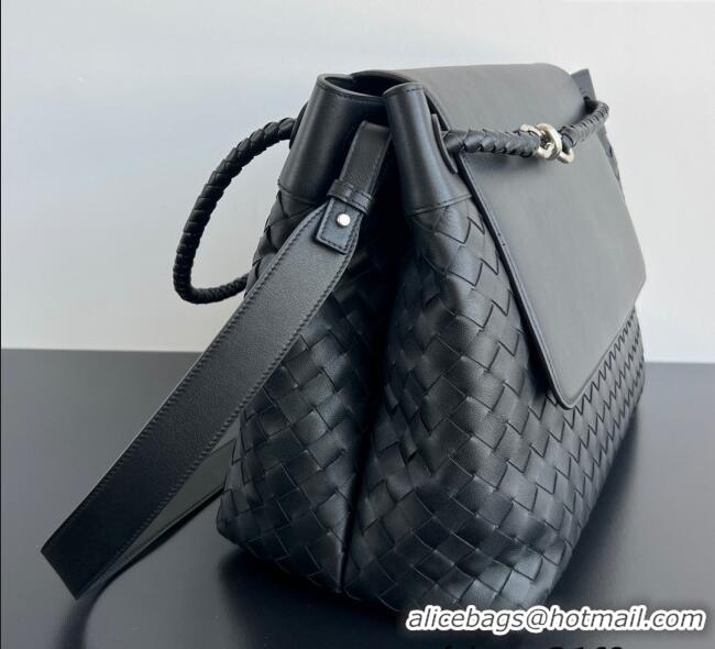 New Arrivals Bottega Veneta Mens Large Andiamo Messenger Bag in Intrecciato Leather 805969 Black 2025