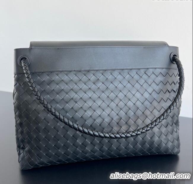 New Arrivals Bottega Veneta Mens Large Andiamo Messenger Bag in Intrecciato Leather 805969 Black 2025