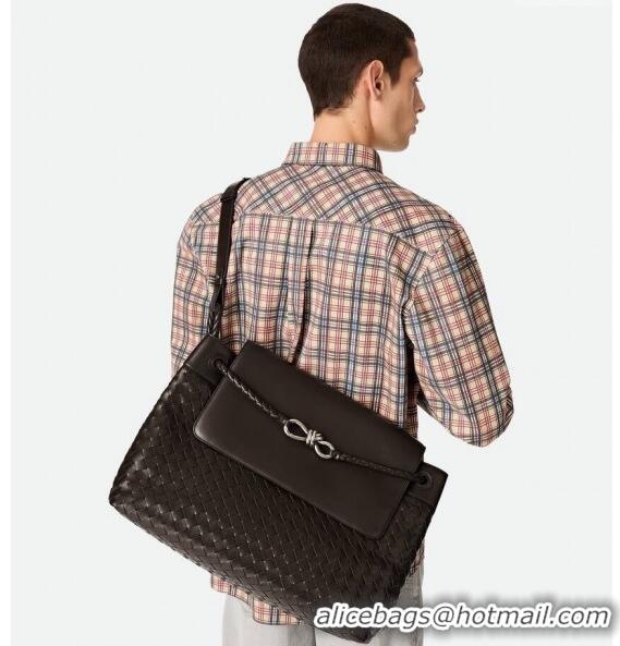 New Arrivals Bottega Veneta Mens Large Andiamo Messenger Bag in Intrecciato Leather 805969 Black 2025