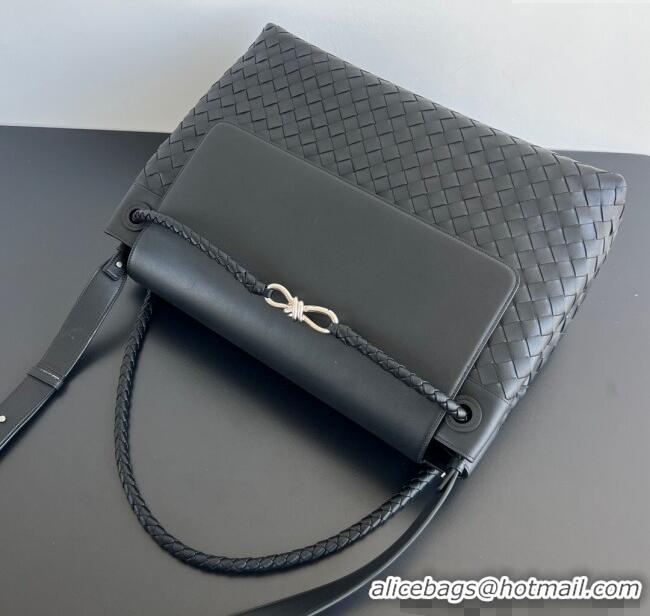 New Arrivals Bottega Veneta Mens Large Andiamo Messenger Bag in Intrecciato Leather 805969 Black 2025