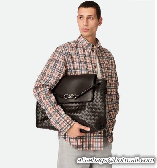 New Arrivals Bottega Veneta Mens Large Andiamo Messenger Bag in Intrecciato Leather 805969 Black 2025