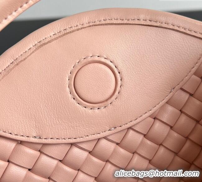 New Product Bottega Veneta Small Cobble Top Handle bag in Intreccio Leather 805739 Cameo Pink 2025