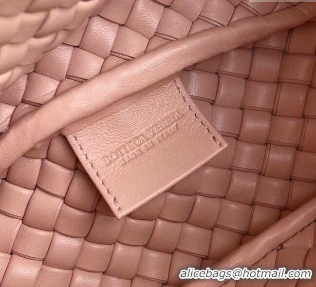 New Product Bottega Veneta Small Cobble Top Handle bag in Intreccio Leather 805739 Cameo Pink 2025