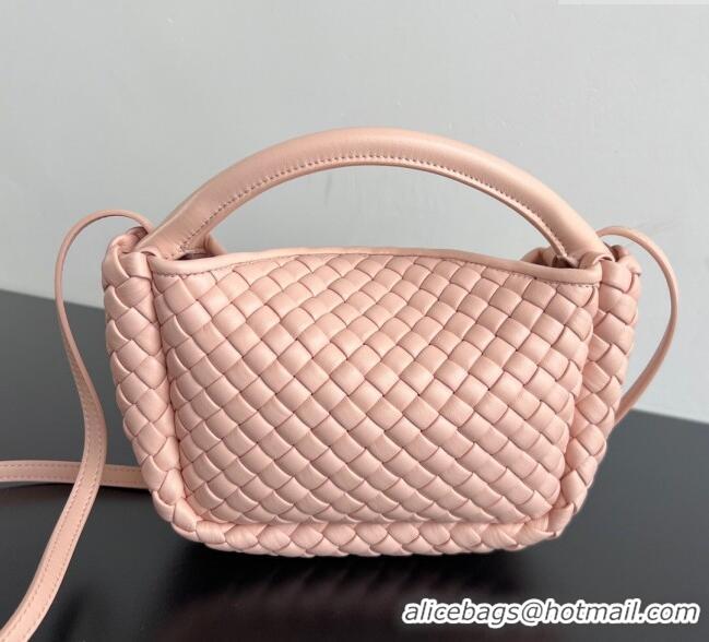 New Product Bottega Veneta Small Cobble Top Handle bag in Intreccio Leather 805739 Cameo Pink 2025