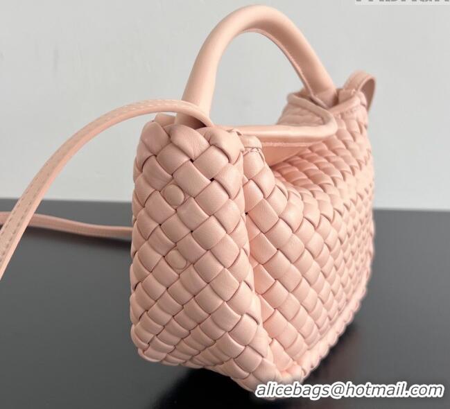 New Product Bottega Veneta Small Cobble Top Handle bag in Intreccio Leather 805739 Cameo Pink 2025