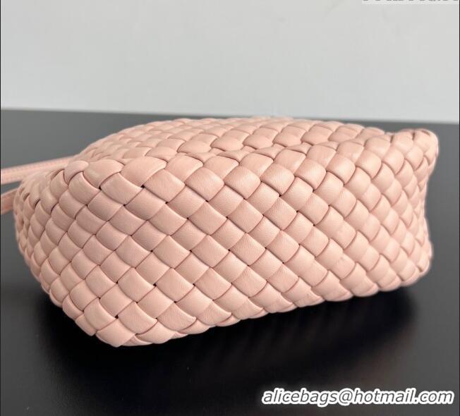 New Product Bottega Veneta Small Cobble Top Handle bag in Intreccio Leather 805739 Cameo Pink 2025