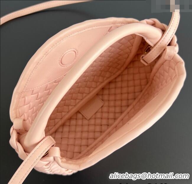 New Product Bottega Veneta Small Cobble Top Handle bag in Intreccio Leather 805739 Cameo Pink 2025