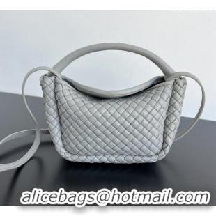 Luxury Cheap Bottega Veneta Small Cobble Top Handle bag in Intreccio Leather 805739 Grey 2025