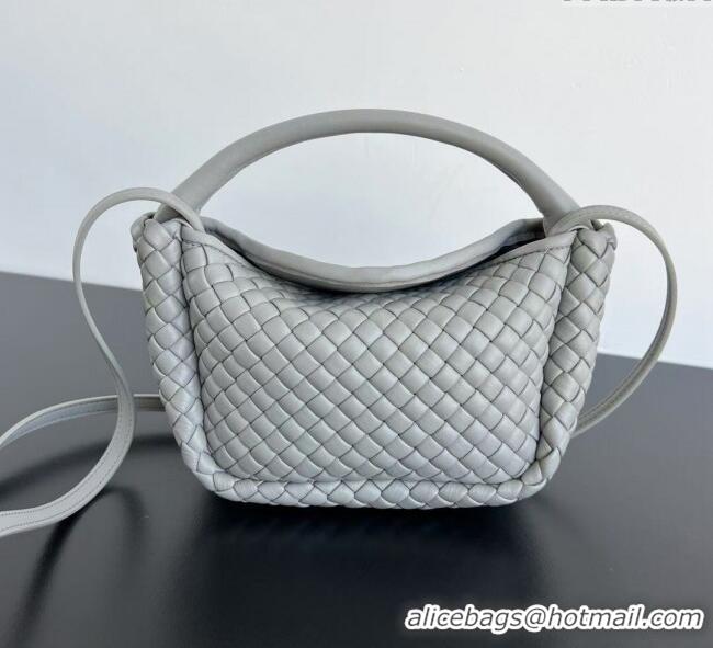 Luxury Cheap Bottega Veneta Small Cobble Top Handle bag in Intreccio Leather 805739 Grey 2025