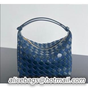 Low Price Bottega Veneta Mini Wallace Shoulder Bag in Intrecciato Leather and Denim 796393 Abyss/indigo Blue 2025