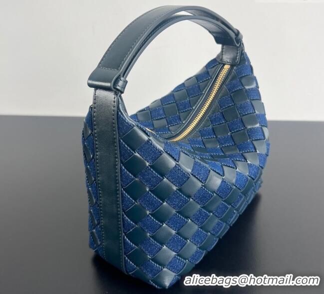 Low Price Bottega Veneta Mini Wallace Shoulder Bag in Intrecciato Leather and Denim 796393 Abyss/indigo Blue 2025