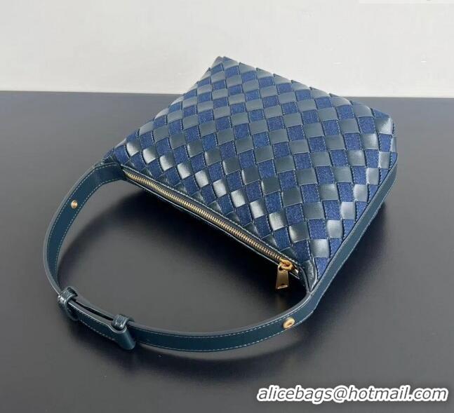 Low Price Bottega Veneta Mini Wallace Shoulder Bag in Intrecciato Leather and Denim 796393 Abyss/indigo Blue 2025